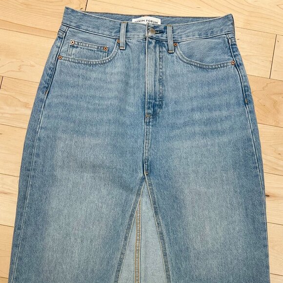 High-rise denim midi skirt - The '90s Halle Denim Skirt - Bleu taboo colour - Picture 1 of 6